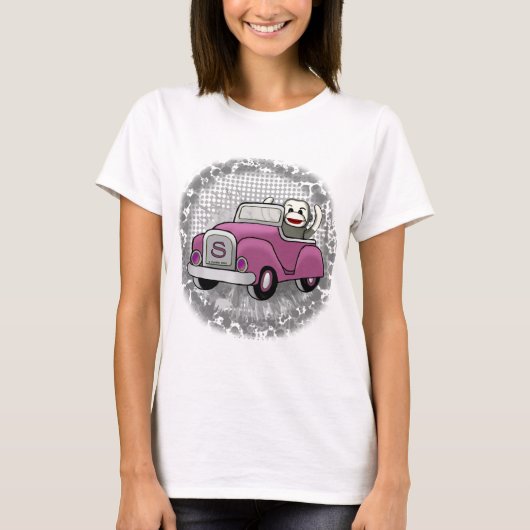 Sock Monkey Driving Car T - Shirt (Vorderseite)