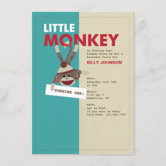 Sock Monkey Einladung-Turning ein! Einladung