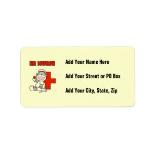 Sock Monkey ER Nurse T - Shirt und Geschenke Adressaufkleber
