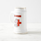 Sock Monkey ER Nurse T - Shirt und Geschenke Bierglas (Vorderseite Links)