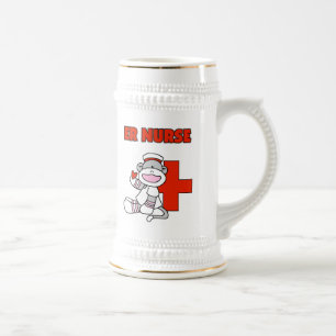 Sock Monkey ER Nurse T - Shirt und Geschenke Bierglas