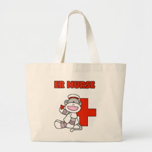 Sock Monkey ER Nurse T - Shirt und Geschenke Jumbo Stoffbeutel