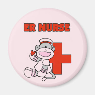 Sock Monkey ER Nurse T - Shirt und Geschenke Magnet