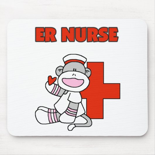 Sock Monkey ER Nurse T - Shirt und Geschenke Mousepad (Vorne)