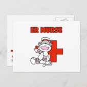 Sock Monkey ER Nurse T - Shirt und Geschenke Postkarte (Vorne/Hinten)