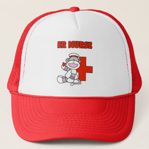 Sock Monkey ER Nurse T - Shirt und Geschenke Truckerkappe