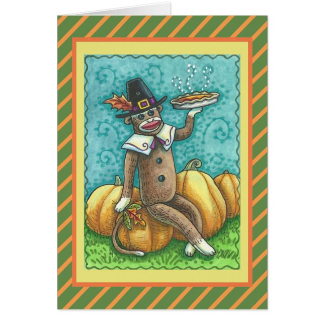 SOCK MONKEY ERNTEDANK GREETING CARD Verse (Vorne)