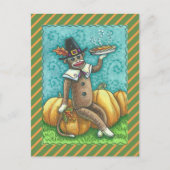 SOCK MONKEY ERNTEDANK UND PUMPKIN PIE POSTKARTE (Vorderseite)