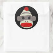 Sock Monkey Face Runder Aufkleber (Tasche)