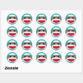 Sock Monkey-Face-Stickers Runder Aufkleber (Blatt)