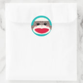 Sock Monkey-Face-Stickers Runder Aufkleber (Tasche)