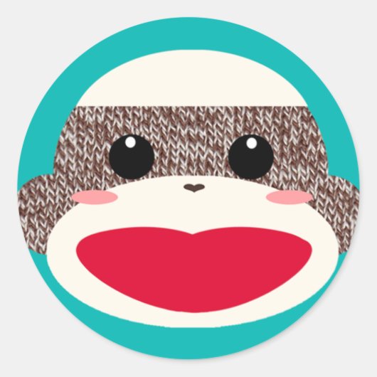 Sock Monkey-Face-Stickers Runder Aufkleber (Vorderseite)