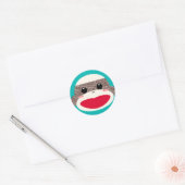 Sock Monkey-Face-Stickers Runder Aufkleber (Umschlag)