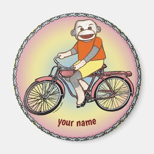 Sock Monkey Fahrrad Magnet (Vorne)