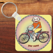 Sock Monkey Fahrrad-Schlüsselanhänger Schlüsselanhänger (Vorderseite)