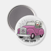 Sock Monkey fährt Auto Magnet (Vorderseite/Rückseite)