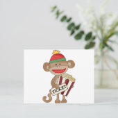 Sock Monkey-Filmabend Postkarte (Stehend Vorderseite)