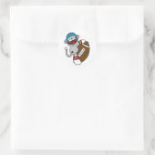 Sock Monkey Football Runder Aufkleber (Tasche)