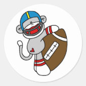 Sock Monkey Football Runder Aufkleber (Vorderseite)