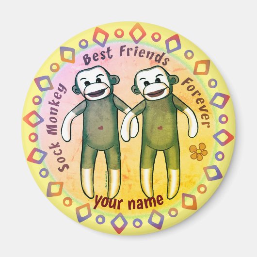 Sock Monkey Freunde Magnet (Vorne)