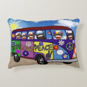 Sock Monkey Friedensbus Dekokissen