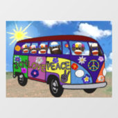 Sock Monkey Friedensbus Fensteraufkleber (Blatt)