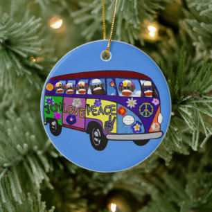 Sock Monkey Friedensbus Keramik Ornament