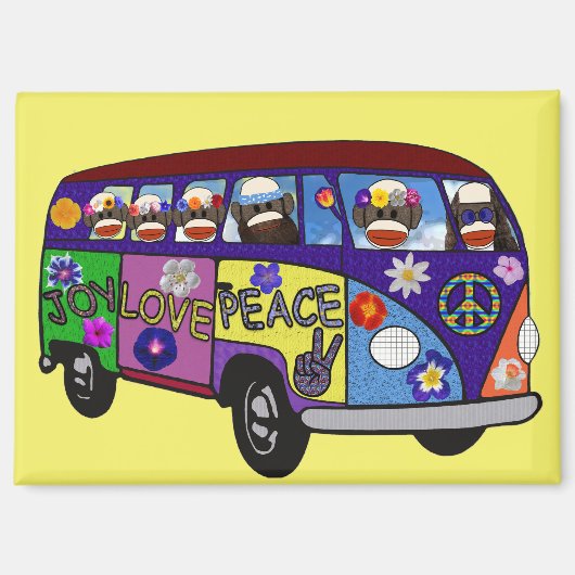 Sock Monkey Friedensbus Magnet (Vorderseite)