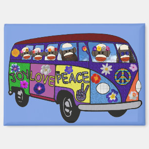 Sock Monkey Friedensbus Magnet