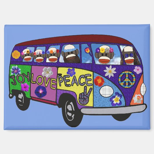 Sock Monkey Friedensbus Magnet (Vorderseite)