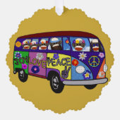 Sock Monkey Friedensbus Ornament Karte (Vorderseite)