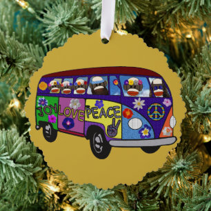 Sock Monkey Friedensbus Ornament Karte