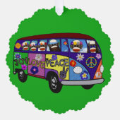 Sock Monkey Friedensbus Papierornament Karte (Vorderseite)