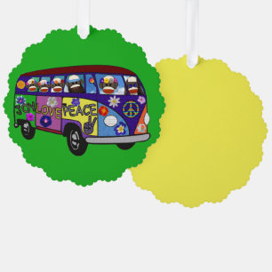 Sock Monkey Friedensbus Papierornament Karte