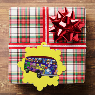 Sock Monkey Friedensbus Papierornament Karte