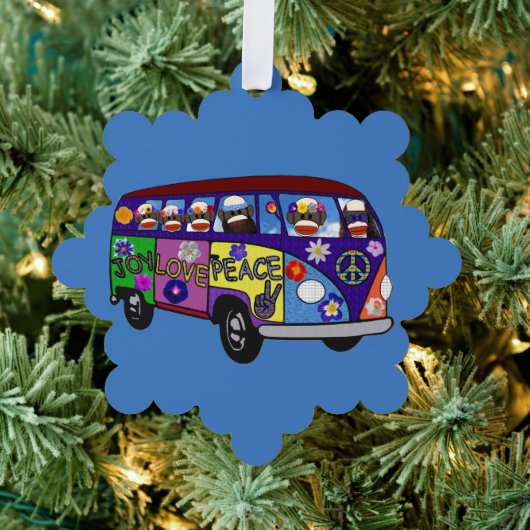 Sock Monkey Friedensbus Papierornament Karte (Insitu (Baum))
