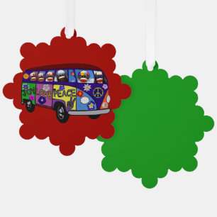 Sock Monkey Friedensbus Papierornament Karte