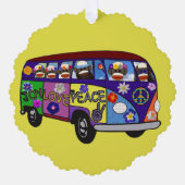 Sock Monkey Friedensbus Papierornament Karte (Vorderseite)