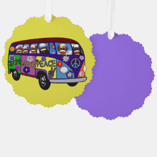 Sock Monkey Friedensbus Papierornament Karte