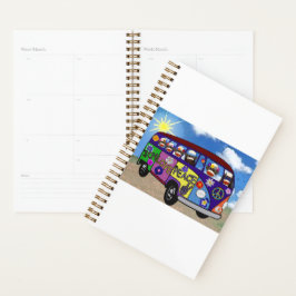 Sock Monkey Friedensbus Postkarte Planer
