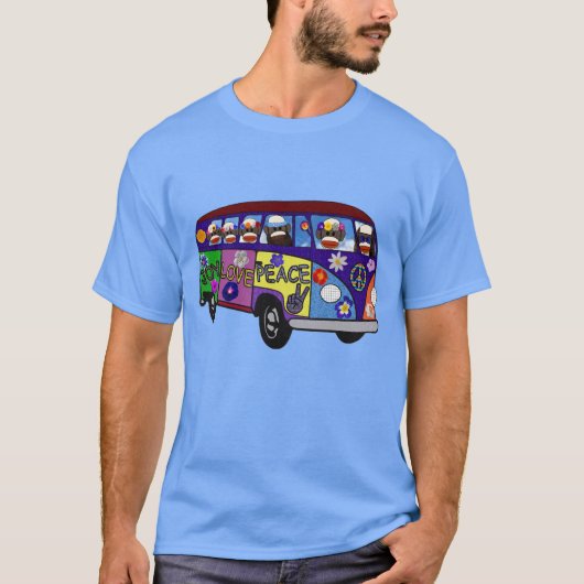 Sock Monkey Friedensbus T-Shirt (Vorderseite)