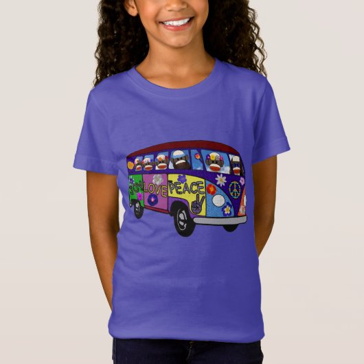 Sock Monkey Friedensbus T-Shirt (Vorderseite)