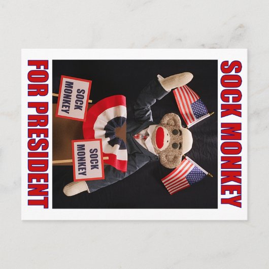 Sock Monkey für den Präsidenten Postkarte (Vorderseite)