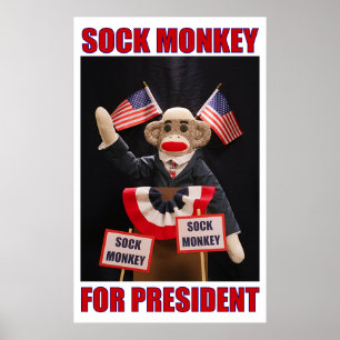 Sock Monkey für Präsident Poster
