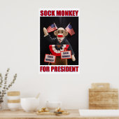 Sock Monkey für Präsident Poster (Küche)