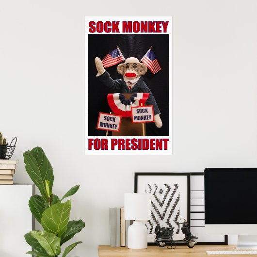 Sock Monkey für Präsident Poster (Heimbüro)