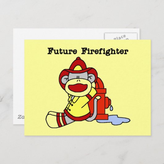Sock Monkey Future Firefighter Tshirts und Geschen Postkarte (Vorne/Hinten)