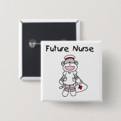 Sock Monkey Future Krankenpflege T - Shirt und Ges Button (Vorne & Hinten)