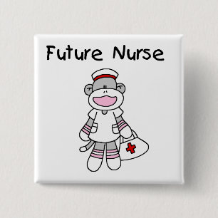Sock Monkey Future Krankenpflege T - Shirt und Ges Button