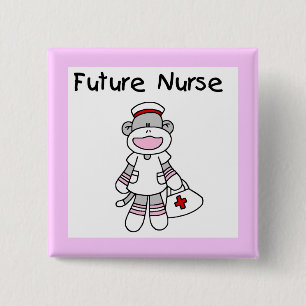 Sock Monkey Future Krankenpflege T - Shirt und Ges Button